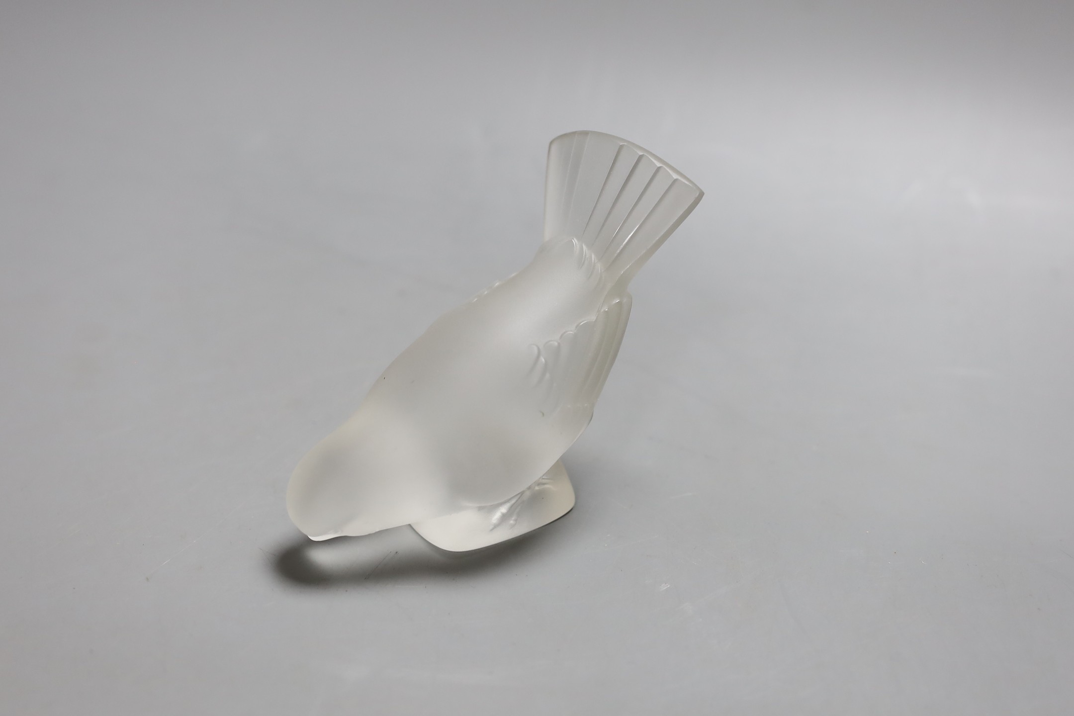 Two Lalique glass birds, tallest 10cm